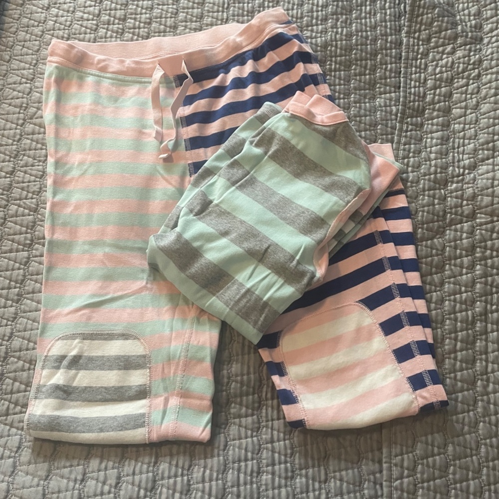 Hanna Andersson Striped Pajama Pants Trio in Pink, Mint, Navy & Gray